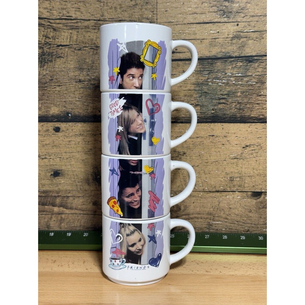 🔥FRIENDS TELEVISION SERIES STACKING COFFEE MUGS SET OF 4